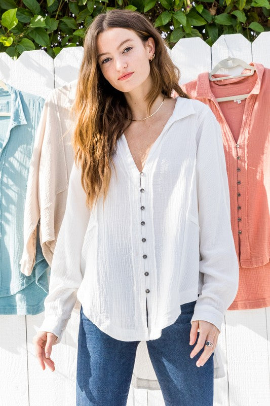 Aria -Ivory Button Down Shirt